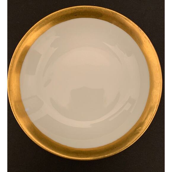 Vintage Hutschenreuther Small Fruit Bowl 5 1/8"d White with Thick Gold Band Verg - Picture 1 of 5